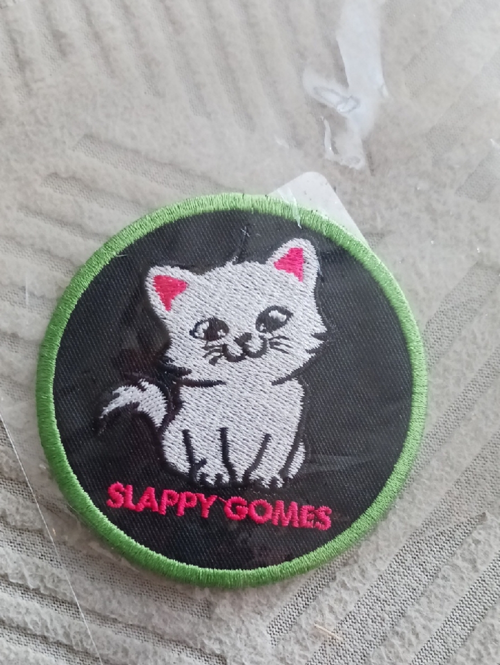 Embroidered Cat Patch — Black & Green